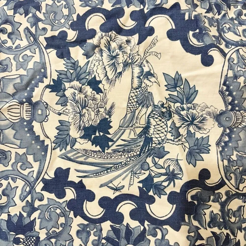 VTG Ralph Lauren Set of Two (2) Porcelain Blue Ruffled Tamarind Bird Pillow Sham